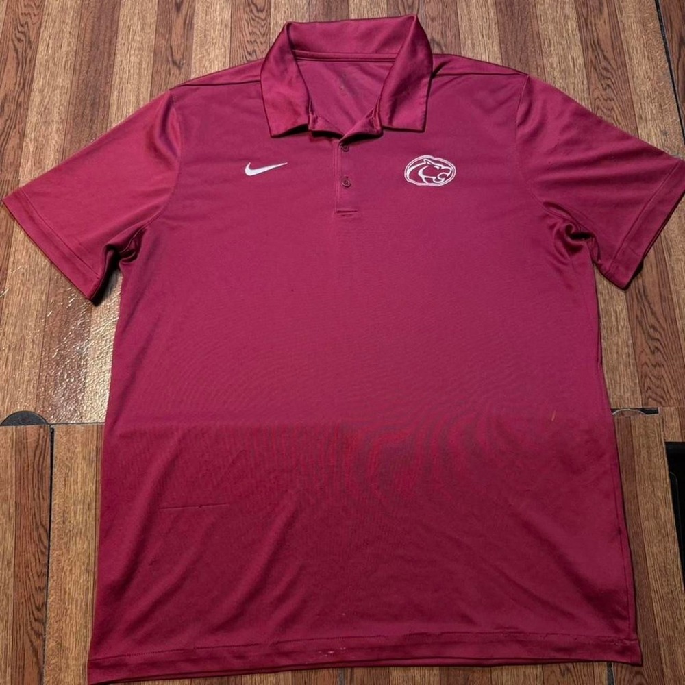 Nike Red‎ Burgundy CWU Retro Sportswear Golf Polo Button Shirt Large